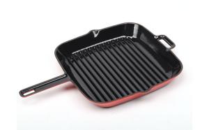Enameled Cast Iron Grill Pan With Press