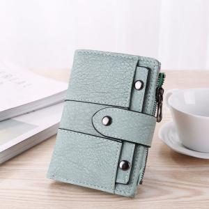 China Wallet Spring And Summer Short Retro Matte Ladies Student Three-fold Small Wallet Willow Stud Buckle 2022 New wholesale