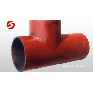 Ceramic lined composite pipe tee