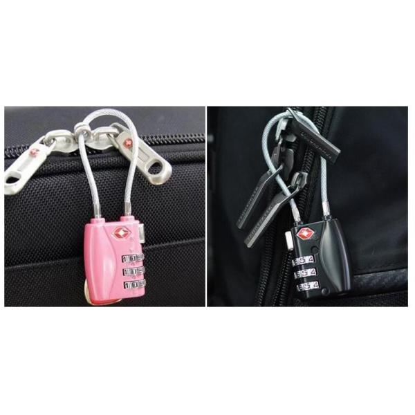 40CM Length TSA Cable Lock Zinc Alloy 3 Dial Combination Lock ROHS Approved