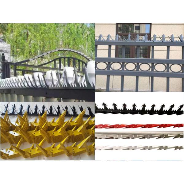 Durable Razor Wall Security Spikes Fence Tops Powder Coating Black Green