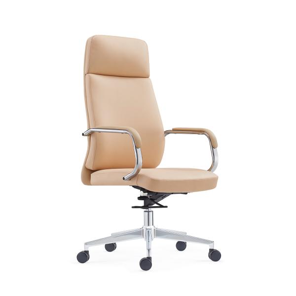 Quality High Back Leather Desk Swivel Chair 1 Position Tilting Mechanism for sale