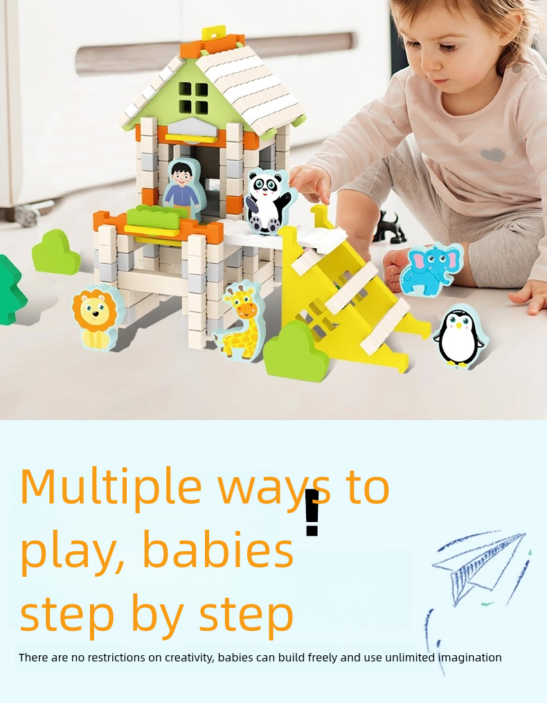 Children Learning Toys Building Block Educational Diy Mortise and Tenon Building Blocks Montessori Kids Stacking Wooden Toy