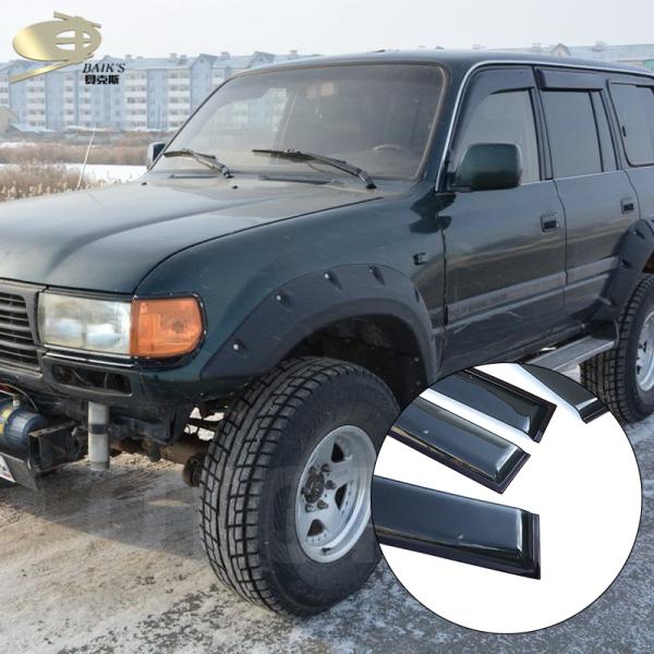 Window Visor Auto Vent Shade Super Cab 3m Tape For Land Cruiser Lc80 Fj80 1998-2004