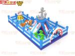 Blue Ocean Theme Shark Inflatable Bouncy Playground With Clibing Slides