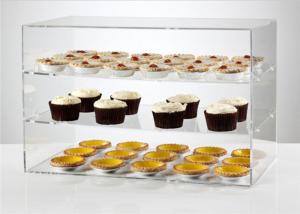 Transparent Acrylic Display Showcase / Acrylic Bakery Display Bright Luster For Supermarket
