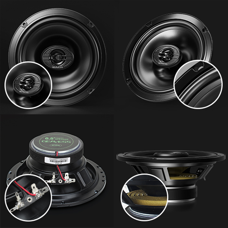 Set of 2 Full Range Coaxial Car Speakers with 6.5 Inches Subwoofer and 1500Hz Tweeter
