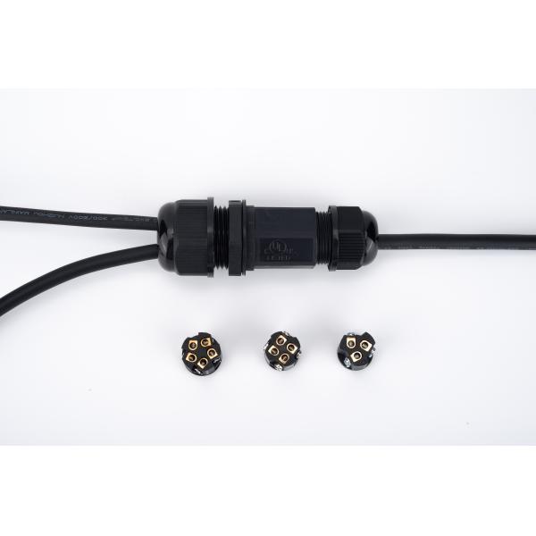 IP68 Quick Connector Waterproof 1 In 2 Out Black Color For Underground Cable Junction Box