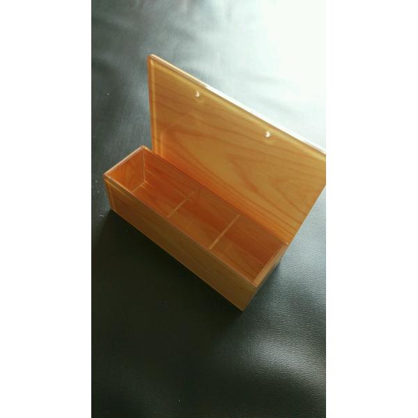 Wall Mounted Wood Grain Plexi Sign Holder Acrylic Display Stand W/ 3 Boxes Plastic Document Holder