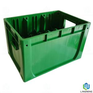 China Durable 65*65mm Hole Bottom Plastic Beer Crates 24 Holdings Glass Bottle Crates on sale