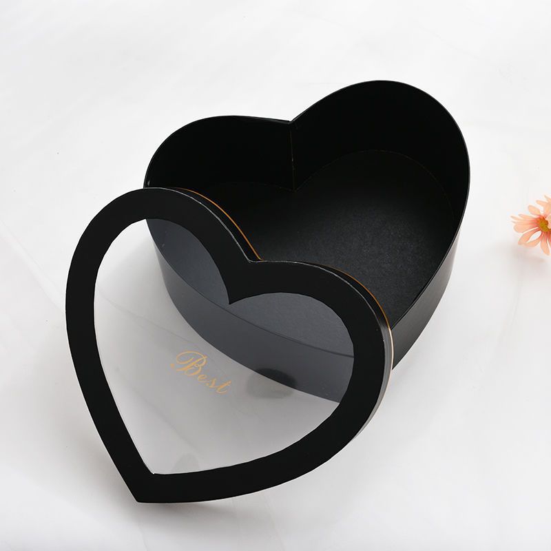 Custom Heart-Shaped Transparent Window Flower Box With Your Own Logo Personalized Box