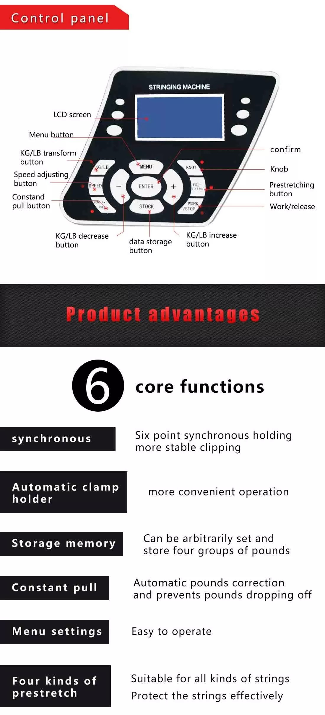 AC 240V Vertical Badminton Racket Stringing Machine Black