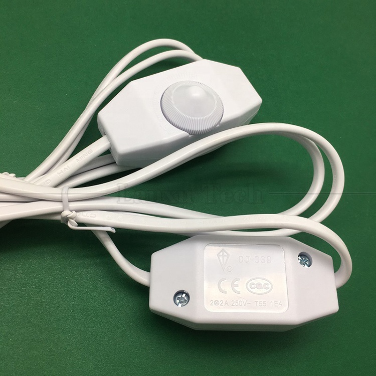 1.8m EU Plug ON OFF LED Dimmer Controller Adapter AC Power Extension Cord Cable for Table Lamp