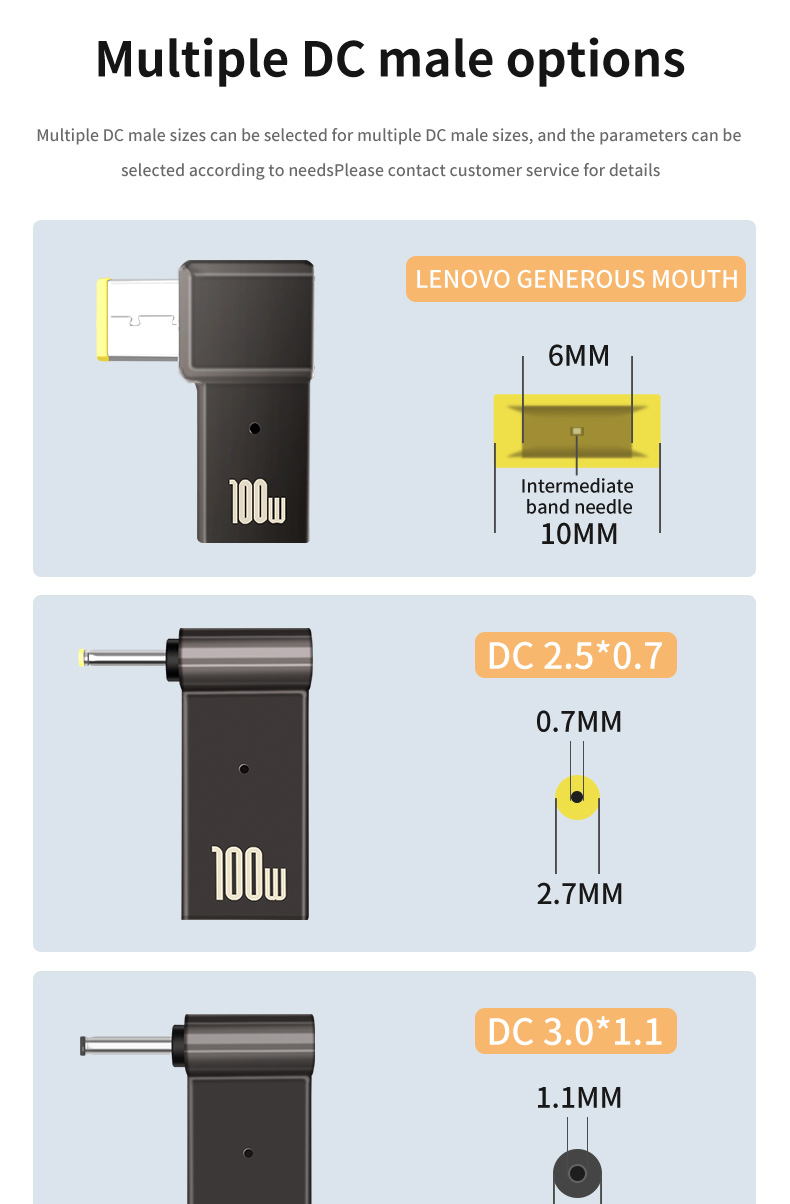 100w Plug Adapter Type C To Video Round Quick Charge Male 18.5v - 20v