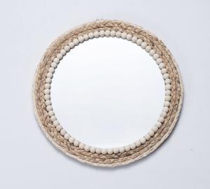China Design Natural Bathroom Large Wall Decorative Woven Custom Framed Wooden Rattan Wicker Willow Mirror wholesale