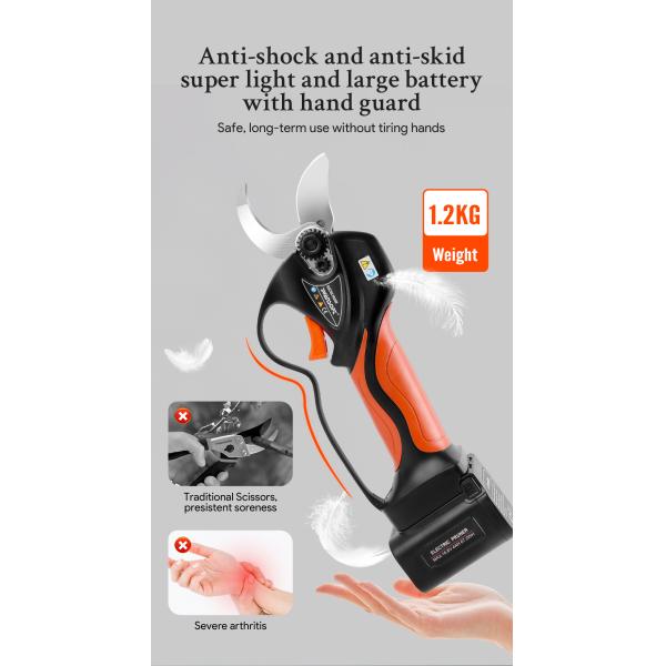 35mm 4Ah Electric Pruning Shears For Trees Cordless Hand Operated Pruner With Lithium Battery Garden Branch Scissors