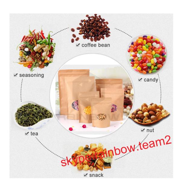 k Stand Up Pouch Kraft Brown Paper Bag For Dry Fruit Nut Candy Packaging