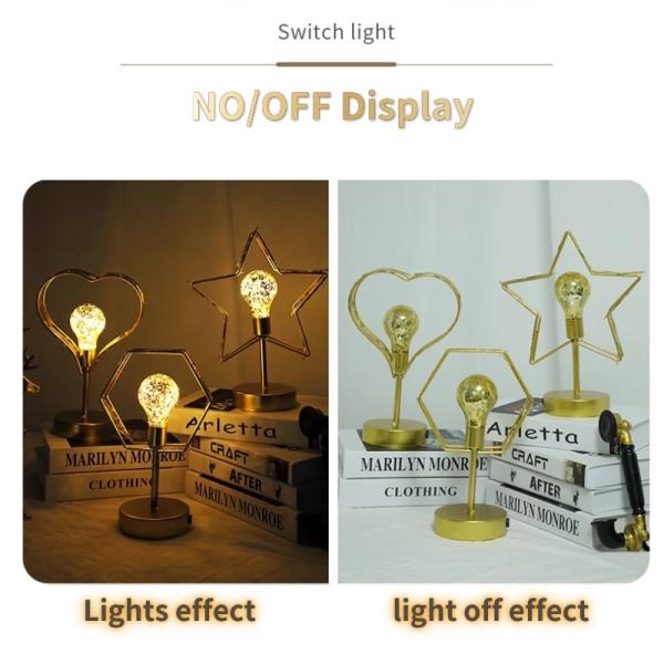 23*10.5*29cm Hollow Star Shape Night Light Wrought Iron Bedside Lamp