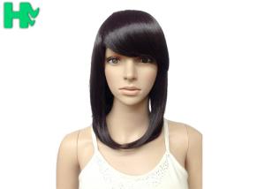 Synthetic Heat Resistant Wigs / Long Bob Wigs With Side Bangs
