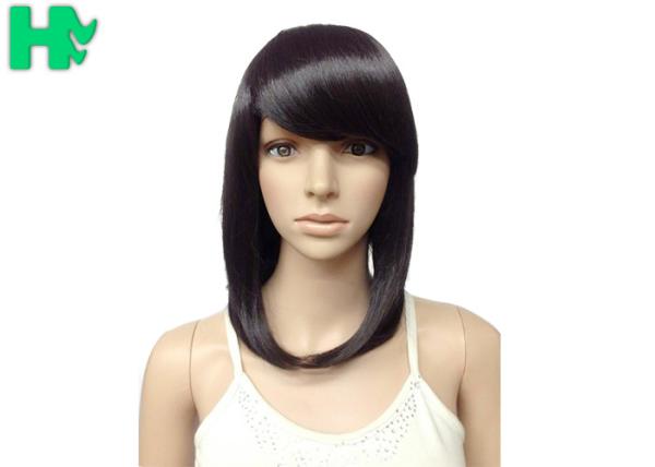 Quality Synthetic Heat Resistant Wigs / Long Bob Wigs With Side Bangs for sale