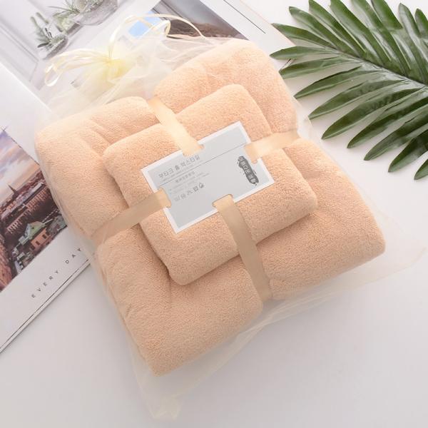 Home Hostel density Coral Velvet Bath Towel Set Soft and Absorbent with Plain Lace