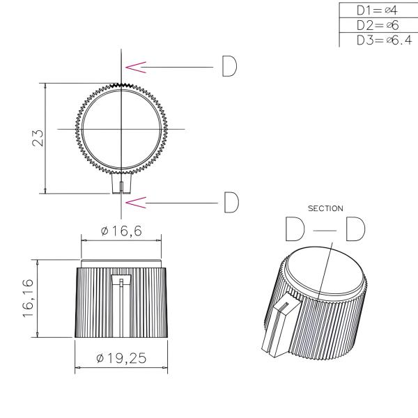 Bakelite Plastic Potentiometer Knob 6mm KNP-20 Rotary Control Knobs