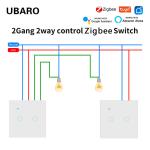 2 Gang 2 Way Dual Dimmer Switch Zigbee TuYa Switch Voice APP Touch Control