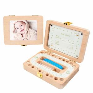 China Natural Beech Wooden Tooth Box for Baby gift wholesale