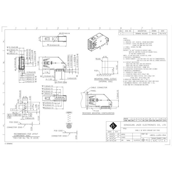 LCP SMT Blue USB3.0 A USB Socket Connector Female HF 90 Degrees STD 9 Pins DIP