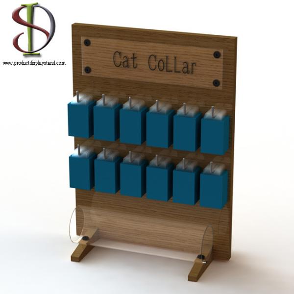Quality Wood 30cm X 20cm X 41cm Point Of Purchase Display Stand Cat Collar With Hooks for sale