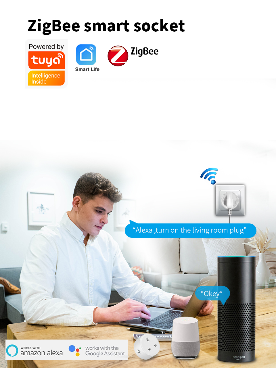 Tuya 3.0 Zigbee Smart Socket UK Plug Realizes Smart Wifi Bulb Socket
