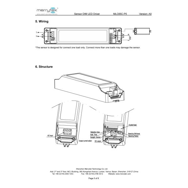 Energy Saving Sensor Driver 65W Max Output Power For LED Linear Light