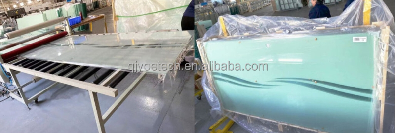 Elegant Customized Logo French Shower Screens with Black Patterns and Tempered Glass