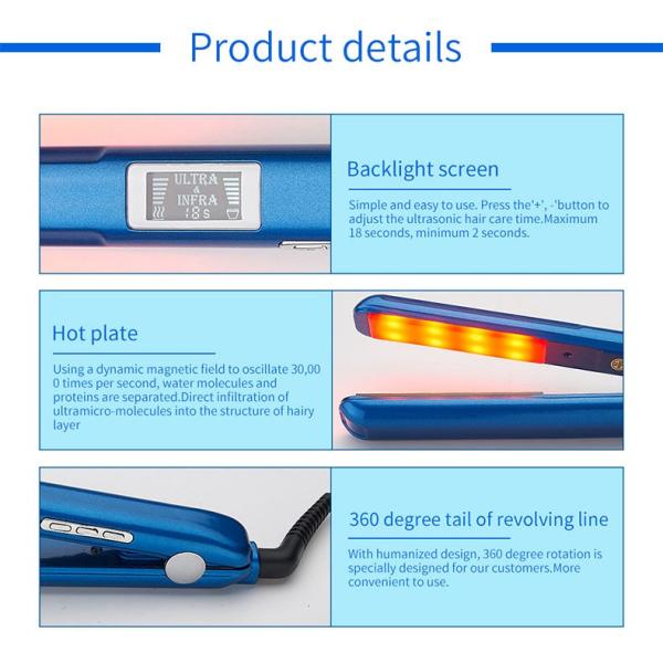 25W-39W Infrared Hair Straightener Ultrasonic LCD Display Hairs Flat Iron Ceramic