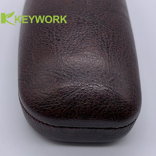 High End Slim PU Leather Metal Glasses Case Portable Dark Brown