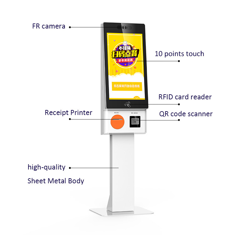 Self Ordering Kiosk With POS Terminal For Restaurant And Store, Fast Food Order Kiosk