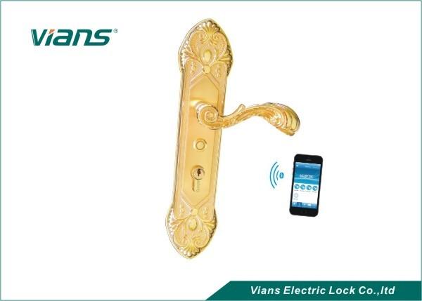 Quality Golden Wireless Remote Handle Bluetooth Door Lock With Smartphone Controlled for sale