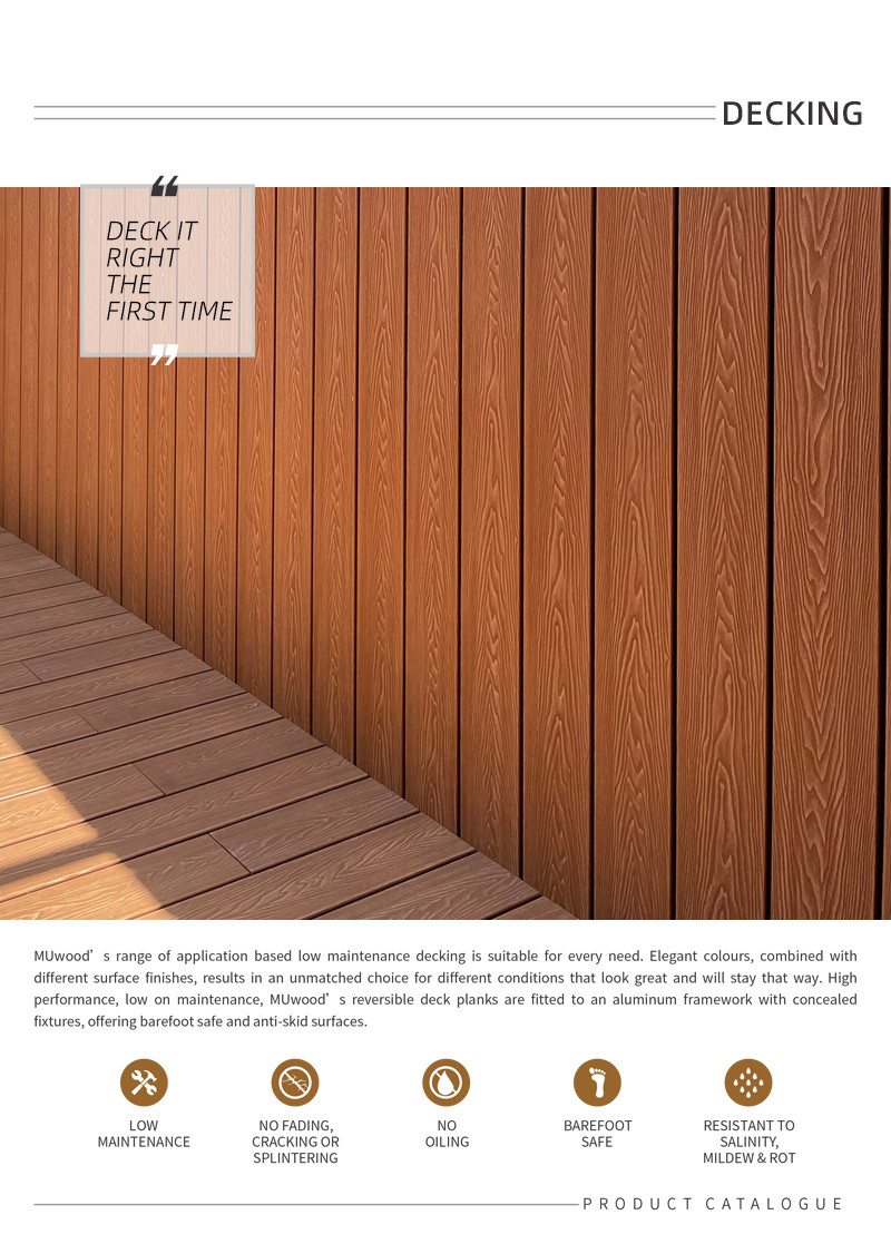 Sturdy WPC 3D Composite Decking Lightweight Hollow Profile With Squared Holes