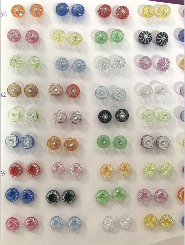 wholesale large quantity plastic shirt coat button shine stone button for garment