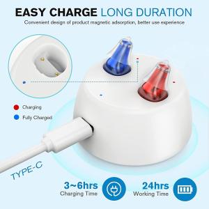 OTC Invisible Rechargeable Hearing Aids 24 Hours Use With Charging Case