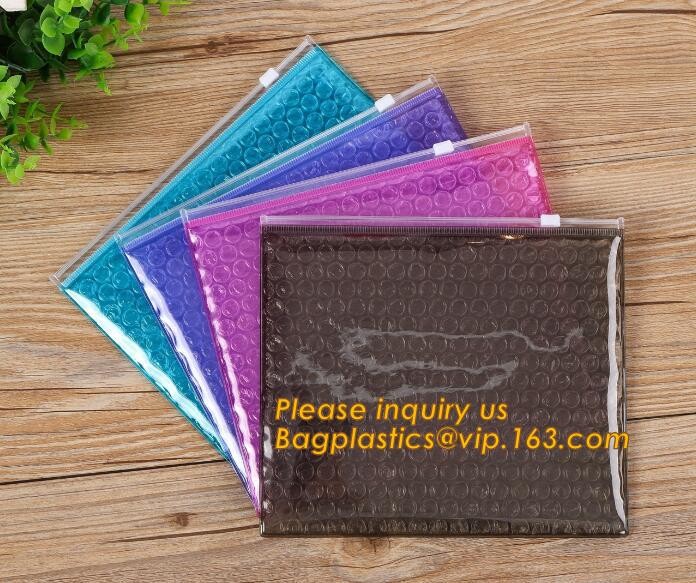 Cosmetic Slider Zip lockk Bubble Bags Bubble Slide Pouch,Zip lockk esd bubble bag bubble packaging wrap cosmetic pouch slide