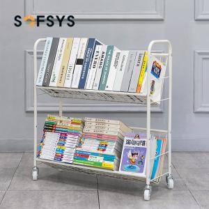 Mobile Three Storey 10kg Loading Steel Book Rack With Wheels