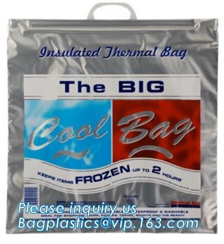 Custom Packing Aluminum Foil Zip-Lock Grocery Handle Thermal Insulation Cooler Bag For Outdoors,Promotional Insulated La