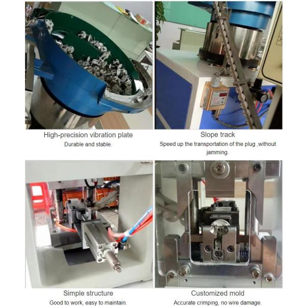 SAA Solid Hollow 3 Pin Power Plug Insert Crimping Machine With Loose Bulk Terminal Vibrating Plate Feeder