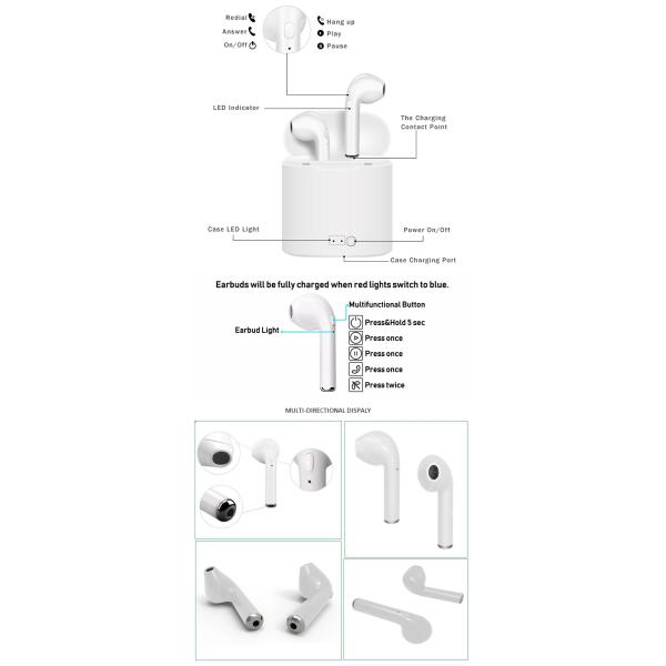 Phone Bluetooth Headset TWS I7s Wireless Earbuds Sports 2 - 3 Hours Time