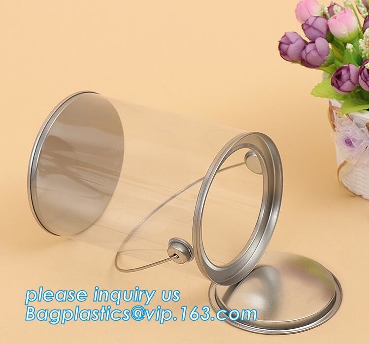 clear PVC PET can for food canning,Customized round clear paint can with tin lid,paint can with tin top & bottom and han