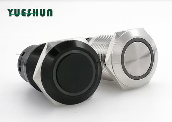 Ring Symbol LED 19mm Push Button Switch , Momentary Latching Metal Push Button