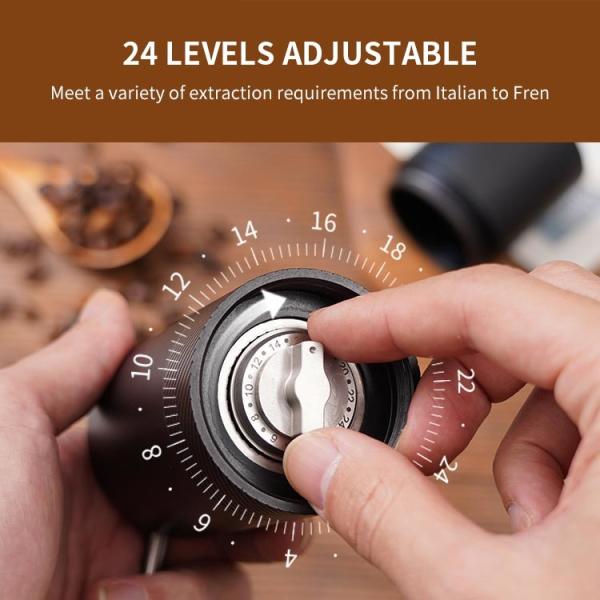 Black Espresso Manual Coffee Grinder Wood Handle Conical Burr Hand Coffee Grinder