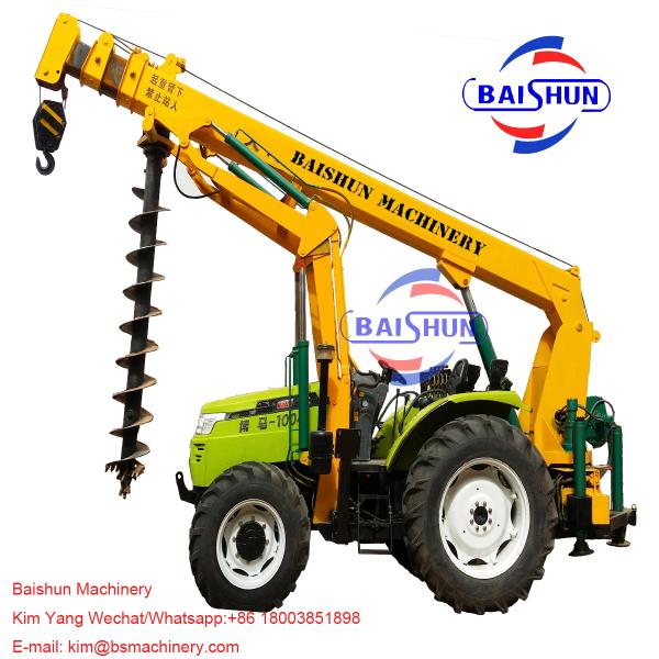 Custom tractor mounted post hole digger machine for telegraph pole installation