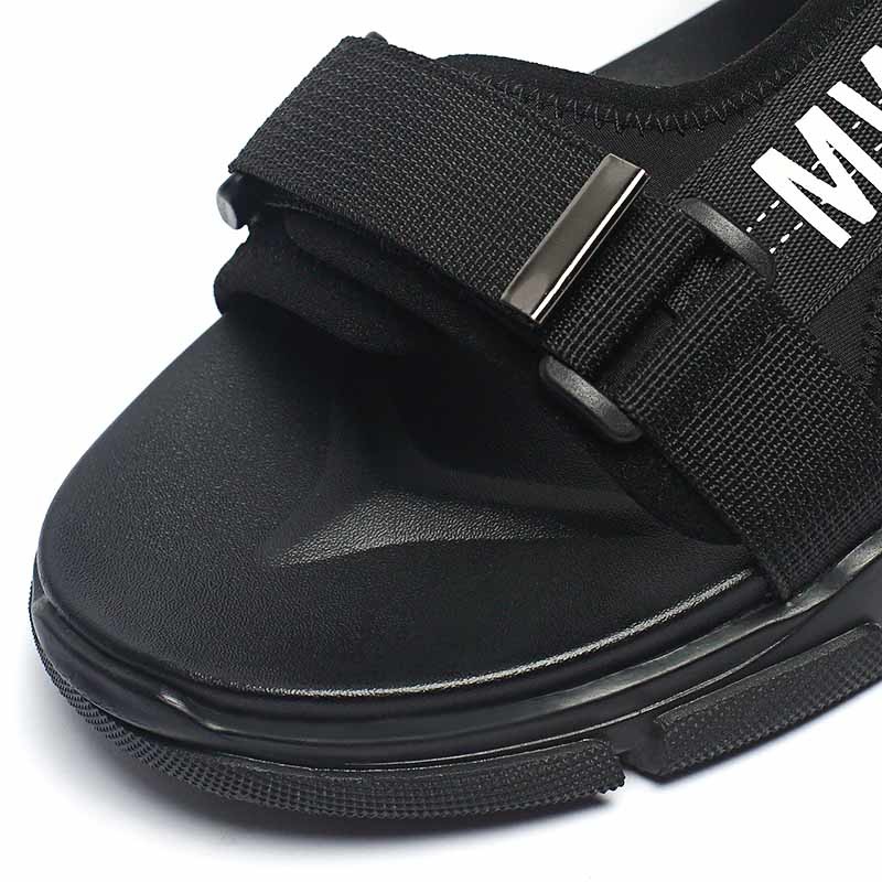 BRUNO VIERO Black Anti Skid Flat Outdoor Mens Sandals